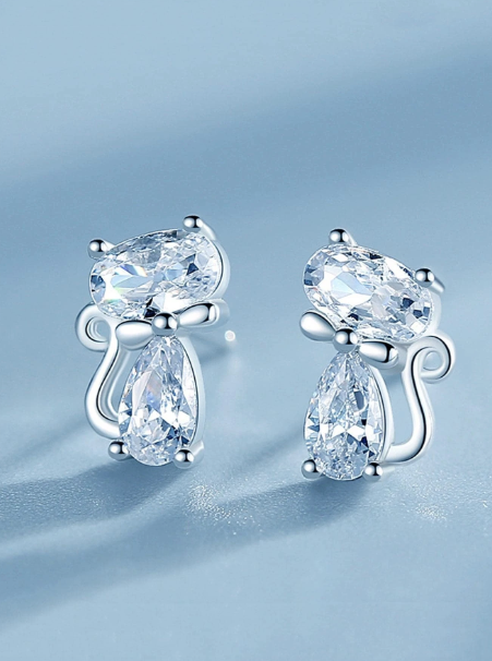 Brincos Gato Cristal Swarovski - Folheado a Ouro 18k + FRETE GRÁTIS