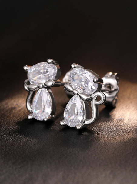 Brincos Gato Cristal Swarovski - Folheado a Ouro 18k + FRETE GRÁTIS