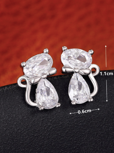Brincos Gato Cristal Swarovski - Folheado a Ouro 18k + FRETE GRÁTIS