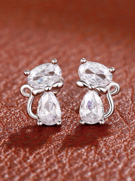 Brincos Gato Cristal Swarovski - Folheado a Ouro 18k + FRETE GRÁTIS