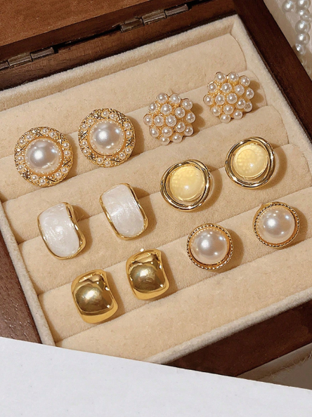 KIT 6 pçs Brincos Minimalista - FOLHEADO A OURO 18K + FRETE GRÁTIS