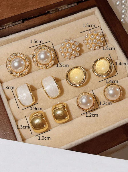 KIT 6 pçs Brincos Minimalista - FOLHEADO A OURO 18K + FRETE GRÁTIS