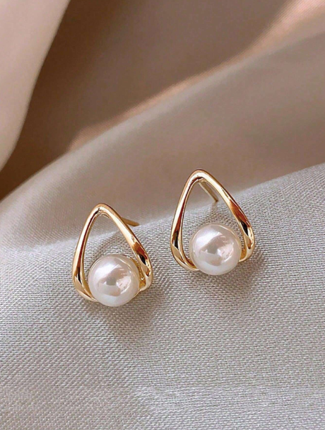 Brincos Pérola Solitária - Folheado a Ouro 18k + FRETE GRÁTIS
