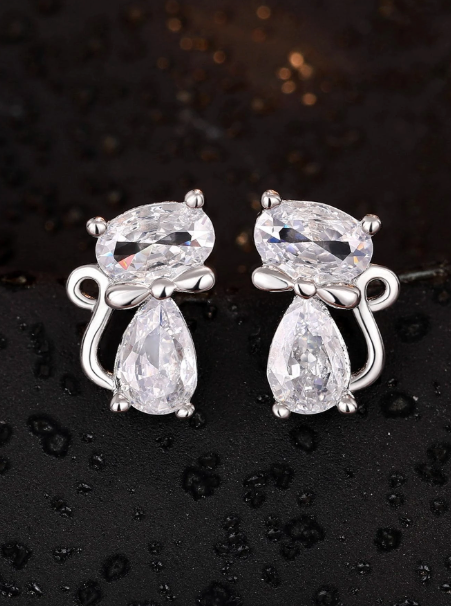 Brincos Gato Cristal Swarovski - Folheado a Ouro 18k + FRETE GRÁTIS